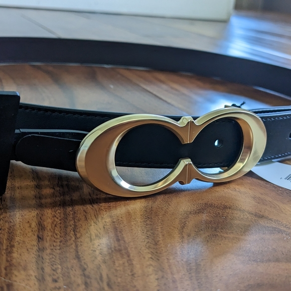 Coach Signature Double C 25 mm Refined Calf Leather Belt Size Medium Nwt ❤️ - Picture 1 of 7
